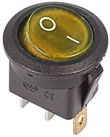Выключатель клавишный круглый 250В 6А (3с) ON-OFF желт. с подсветкой (RWB-214 SC-214 MIRS-101-8) | Код. 36-2572 | Rexant