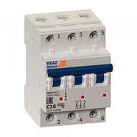 Выключатель автоматический модульный на переменный ток до 63А OptiDin BM63-3C16-10-УХЛ3 | код. 249257 | КЭАЗ 