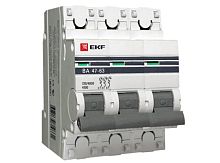 Модульный автоматический выключатель ВА 47-63 PROxima 3 полюса, 1А, х-ка D | код. mcb4763-3-01D-pro | EKF 