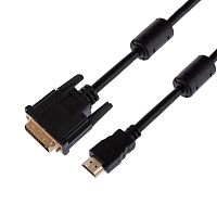 Шнур HDMI - DVI-D gold 3м с фильтрами | код 17-6305 | Rexant