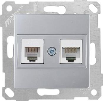 Rita - Розетка телефонная RJ-12+RJ-45 кат.5е, нерж. сталь | код 2200-139-0182 | Mutlusan Rita - Розетка телефонная RJ-12+RJ-45 кат.5е, нерж. сталь | код 2200-139-0182 | Mutlusan