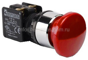 Кнопка красная грибовидная (1НО+1НЗ) KB14MK | код KB14MK | EMAS Кнопка красная грибовидная (1НО+1НЗ) KB14MK | код KB14MK | EMAS