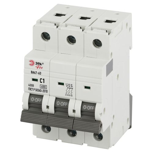 Выключатель автоматический 3п C 1А 6кА ВА47-63 PRO VA63-3P01C6 Эра Б0063160 Выключатель автоматический 3п C 1А 6кА ВА47-63 PRO VA63-3P01C6 Эра Б0063160