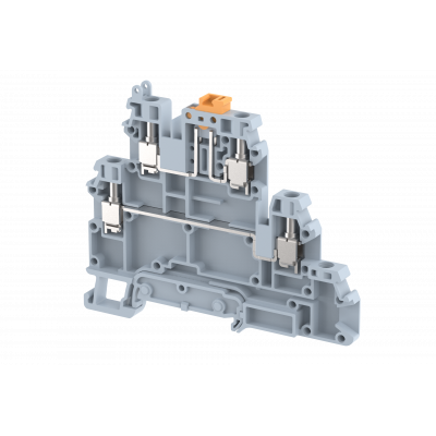 Клемма проходная винтовая 4 мм2, двухуровневая, с размыкателем, на 4 подключения, серая TQK4-2T-GREY | код 1203340000 | Elmex Клемма проходная винтовая 4 мм2, двухуровневая, с размыкателем, на 4 подключения, серая TQK4-2T-GREY | код 1203340000 | Elmex