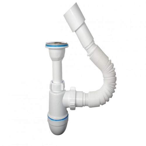 Сифон для мойки АНИ Варяг пластмассовый выпуск с гибкой трубой 40х40/50 | код C5015 | АНИ пласт