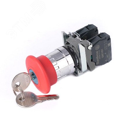 Кнопка аварийного останова SB4 в сборе 22мм 40мм ключ металл 1НО+1Н | код SB4BS9445 | Systeme Electric