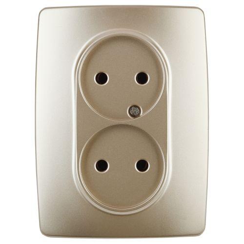 Розетка 2X2P, 16A-250В, Эра12, шампань, 12-2107-04 | код Б0031241 | ЭРА Розетка 2X2P, 16A-250В, Эра12, шампань, 12-2107-04 | код Б0031241 | ЭРА