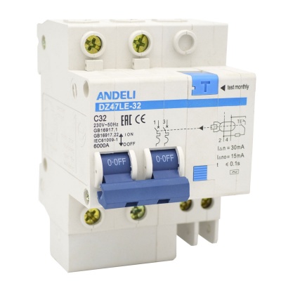 Диф. автомат ADB3LE-32 2P 20A 30mA тип AC х-ка С 6kA (ANDELI) | код ADL02-062 | ANDELI Диф. автомат ADB3LE-32 2P 20A 30mA тип AC х-ка С 6kA (ANDELI) | код ADL02-062 | ANDELI