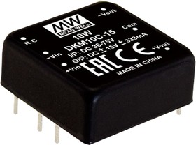 Источник питания DC-DC, 10Вт, Uвх=9…18B, Uвых=±12В/±0.416А, вход дист. управл., изоляция 1500В DC, в корпусе 25.4х25.4х10.2мм, -40С…+85С | код DKM10A-12 | MeanWell Источник питания DC-DC, 10Вт, Uвх=9…18B, Uвых=±12В/±0.416А, вход дист. управл., изоляция 1500В DC, в корпусе 25.4х25.4х10.2мм, -40С…+85С | код DKM10A-12 | MeanWell