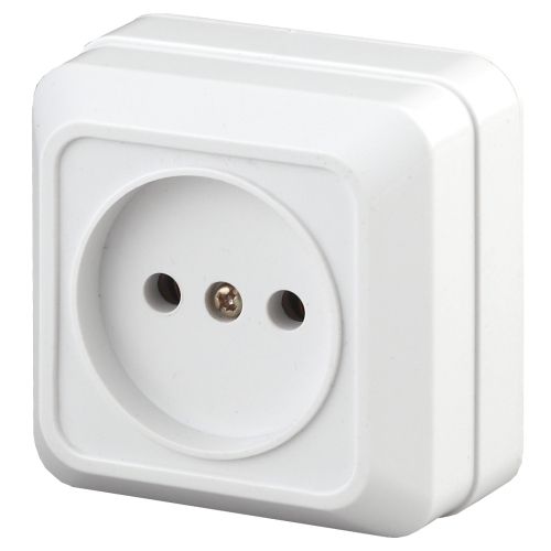 Розетка Intro Quadro 2-201-01 без заземления 2P, 16А-250В, IP20, ОУ, белый | код Б0053774 | ЭРА