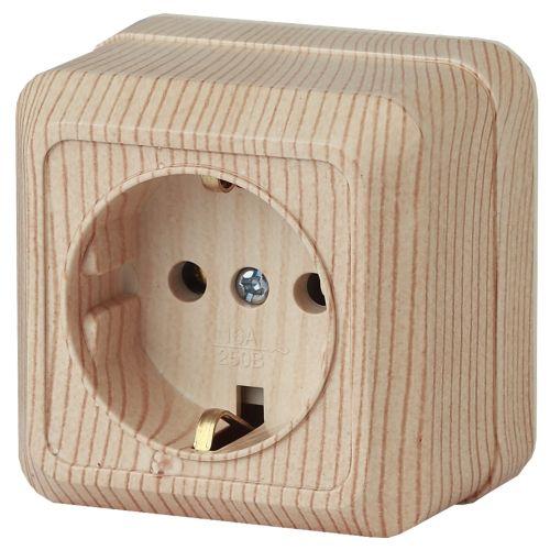 Розетка 1-м ОП Quadro 2-202-11 16А IP20 250В 2P+E Schuko сосна Intro Б0053790