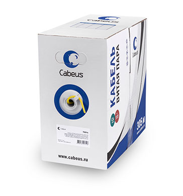 Cabeus UTP-4P-Cat.5e-SOLID-YL Кабель витая пара UTP (U/UTP), категория 5e, 4 пары (24 AWG), одножильный, PVC нг(А)-LS, желтый (305 м), системная гарантия 25 лет. | код 7251c | Cabeus Cabeus UTP-4P-Cat.5e-SOLID-YL Кабель витая пара UTP (U/UTP), категория 5e, 4 пары (24 AWG), одножильный, PVC нг(А)-LS, желтый (305 м), системная гарантия 25 лет. | код 7251c | Cabeus