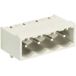 Вилочный разъем, горизонтальный, на плату, шаг 5,00 мм, 4 полюса, фиксация на плате пайкой, 300V, 12А, без маркировки, цвет: серый, серия 8113 S W | код 25.332.3453.0 | Wieland