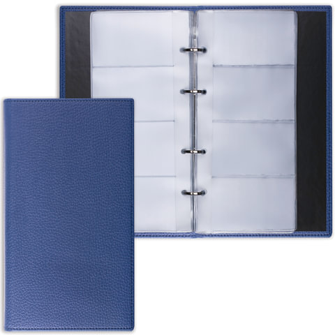 Визитница на кольцах BRAUBERG Favorite, на 240 визиток, под фактурную кожу, темно-синяя, 231664 | код 231664 | BRAUBERG Визитница на кольцах BRAUBERG Favorite, на 240 визиток, под фактурную кожу, темно-синяя, 231664 | код 231664 | BRAUBERG