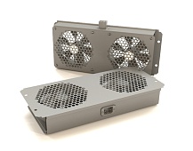 Модуль вентиляторный потолочный с 2-мя вентиляторами для установки в шкафы серий TTC2 TTB TWB TWL с подшипниками и крепежными элементами без кабеля питания цвет серый (RAL 7035) Hyperline TFAB-T2FR-RAL7035 | код 451715 | Hyperline