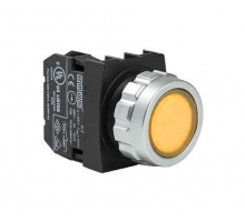 Кнопка круглая без фиксации, желтая (2НО), H101DS | код H101DS | EMAS