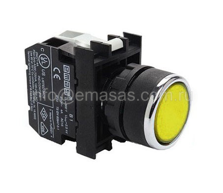 Кнопка с подсветкой-светодиод желтая B180DS | код B180DS | EMAS Кнопка с подсветкой-светодиод желтая B180DS | код B180DS | EMAS