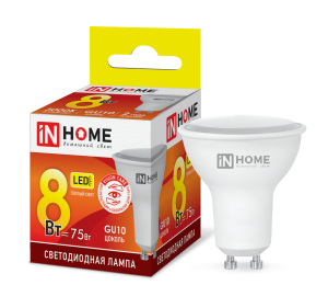 Лампа светодиодная LED-JCDRC-VC 8Вт 230В GU10 3000К 720Лм IN HOME | код 4690612023427 | IN HOME Лампа светодиодная LED-JCDRC-VC 8Вт 230В GU10 3000К 720Лм IN HOME | код 4690612023427 | IN HOME