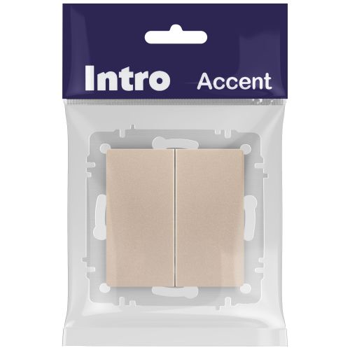 Выключатель Intro Accent 6-104-04 двойной, 10А-250В, IP20, СУ, AL/CU, шампань | код Б0063486 | ЭРА Выключатель Intro Accent 6-104-04 двойной, 10А-250В, IP20, СУ, AL/CU, шампань | код Б0063486 | ЭРА