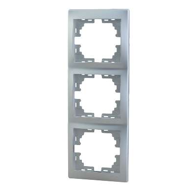 MIRA Рамка 3 поста вертикальная металл серый без вставок | код 701-1000-153 | Lezard