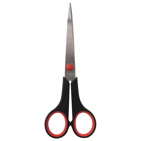Ножницы STAFF EVERYDAY, 170 мм, бюджет, резиновые вставки, черно-красные, ПВХ чехол, 237498 | код 237498 | STAFF Ножницы STAFF EVERYDAY, 170 мм, бюджет, резиновые вставки, черно-красные, ПВХ чехол, 237498 | код 237498 | STAFF