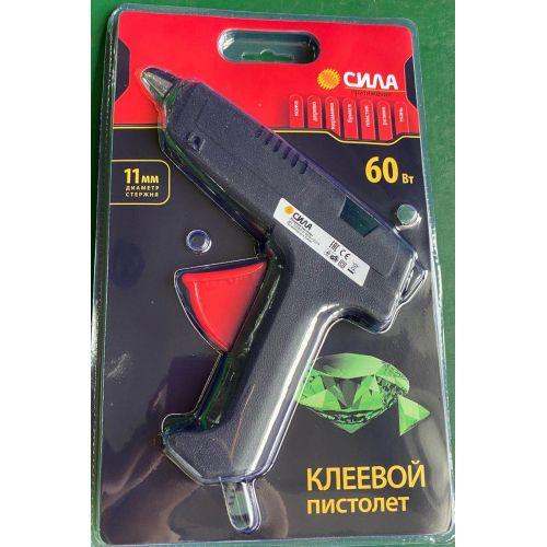 Термопистолет клеевой 60Bт под стержень 11мм в комплекте 11мм х 7cм 2 шт СИЛА SGG60-01 | код Б0046684 | ЭРА