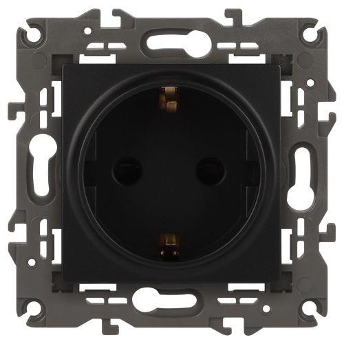 Розетка 1-м СП Эра Elegance 14-2101-05 16А IP20 16AX 250В 2P+E Schuko антрацит Эра Б0034269