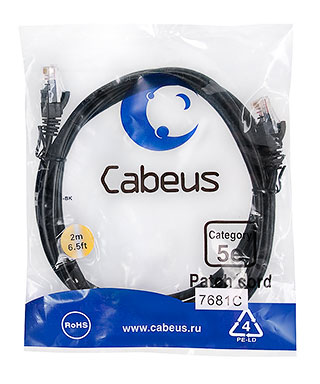 Cabeus PC-UTP-RJ45-Cat.5e-2m-BK Патч-корд U/UTP, категория 5е, 2xRJ45/8p8c, неэкранированный, черный, PVC, 2м | код 7681c | Cabeus Cabeus PC-UTP-RJ45-Cat.5e-2m-BK Патч-корд U/UTP, категория 5е, 2xRJ45/8p8c, неэкранированный, черный, PVC, 2м | код 7681c | Cabeus