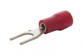 Наконечник вилочный изолированный НВИ 0,5-1,5 отверстие под М3, цвет красный | код NVI-1,5-3-R | Engard Наконечник вилочный изолированный НВИ 0,5-1,5 отверстие под М3, цвет красный | код NVI-1,5-3-R | Engard