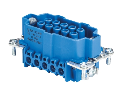 Розеточная контактная вставка взрывозащищенного разъема REVOS Ex, Size 10, винтовая фиксация, с защитой провода, 10 полюсов + РЕ, 90 V, до 16 A, материал контактов: медный сплав, тип покрытия контактов: олово | код 72.300.1053.9 | Wieland С Розеточная контактная вставка взрывозащищенного разъема REVOS Ex, Size 10, винтовая фиксация, с защитой провода, 10 полюсов + РЕ, 90 V, до 16 A, материал контактов: медный сплав, тип покрытия контактов: олово | код 72.300.1053.9 | Wieland С