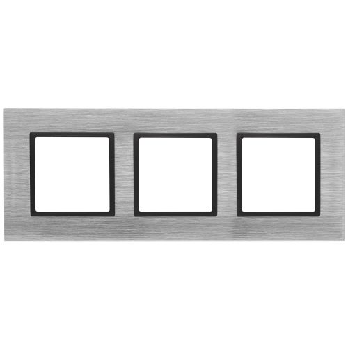 Рамка на 3 поста, металл, Эра Elegance, сталь+антр, 14-5203-41 | код Б0034557 | ЭРА