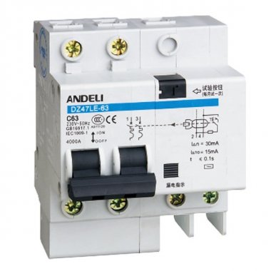 Диф. Автомат DZ47LE-63 2P 63A 100mA тип AC х-ка С 6kA (ANDELI) | код ADL02-048 | ANDELI Диф. Автомат DZ47LE-63 2P 63A 100mA тип AC х-ка С 6kA (ANDELI) | код ADL02-048 | ANDELI