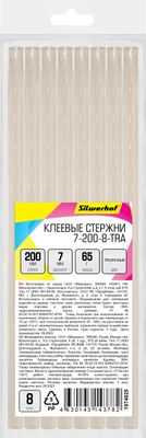 Cтержни клеев. для клеев.пист. Silwerhof 7-200-8-TRA дл.200мм D7мм прозрачный упак:8шт | код 1974825 | SILWERHOF Cтержни клеев. для клеев.пист. Silwerhof 7-200-8-TRA дл.200мм D7мм прозрачный упак:8шт | код 1974825 | SILWERHOF