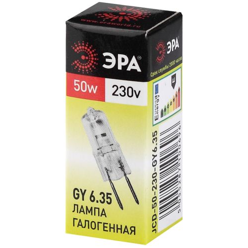 Лампа накаливания галогенная GY6.35-JCD-50W-230V (галоген, капсула, 50Вт, нейтр, GY6.35) (100/1000/35000) | код C0027374 | ЭРА