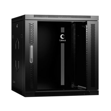 Cabeus SH-05F-12U60/60-BK Шкаф телекоммуникационный настенный 19 12U 600x600x635mm (ШхГхВ) дверь стекло, цвет черный (RAL 9004) | код 8580c | Cabeus Cabeus SH-05F-12U60/60-BK Шкаф телекоммуникационный настенный 19 12U 600x600x635mm (ШхГхВ) дверь стекло, цвет черный (RAL 9004) | код 8580c | Cabeus