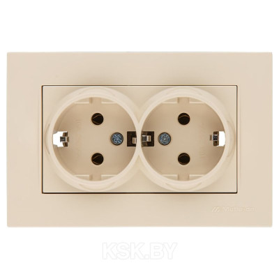 Rita - Розетка двойная 2x2P+E, (в комплекте с рамкой), сл.кость | код 2220-202-0202 | Mutlusan Rita - Розетка двойная 2x2P+E, (в комплекте с рамкой), сл.кость | код 2220-202-0202 | Mutlusan