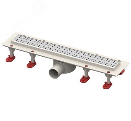 трап линейный с сухим затвором, с горизонтальным выходом d50 мм, решетка l600 мм, решетка нержавеющая сталь | код 101200379 | Татполимер