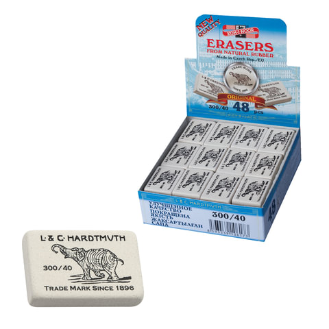 Ластик KOH-I-NOOR Слон 300/40, 35,5x23x8 мм, белый, прямоугольный, натуральный каучук, 0300040026KDRU | код 225401 | KOH-I-NOOR Ластик KOH-I-NOOR Слон 300/40, 35,5x23x8 мм, белый, прямоугольный, натуральный каучук, 0300040026KDRU | код 225401 | KOH-I-NOOR