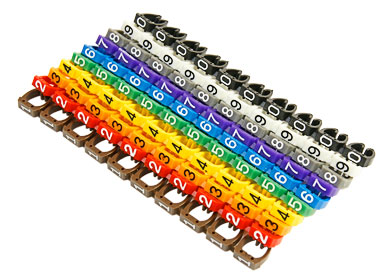 Cabeus MR-67 Маркеры (клипсы) на кабель, защелкивающиеся D 6-7мм, 0-9, 10 цветов (100 шт.) | код 7434c | Cabeus