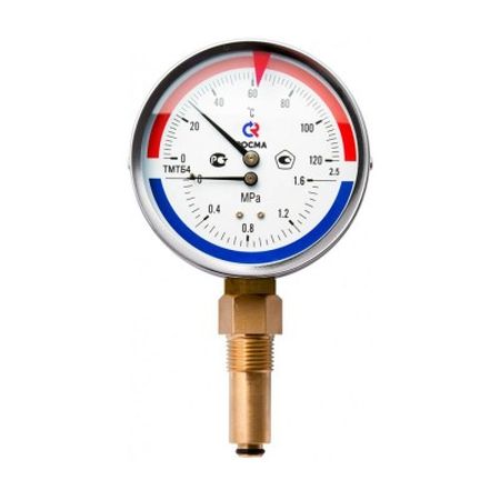 Термоманометр ТМТБ-41Р Dy 100 с нижн. подкл., 1/2", 10 бар 0-150* (L=46мм, кл. точн. 2,5) | код. ТМТБ-41Р.0410150 | VALTEC Термоманометр ТМТБ-41Р Dy 100 с нижн. подкл., 1/2", 10 бар 0-150* (L=46мм, кл. точн. 2,5) | код. ТМТБ-41Р.0410150 | VALTEC