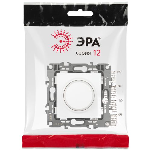 Светорегулятор Серия 12 12-4101-01М поворотно-нажимной, 400ВА 230В, белый матовый | код Б0065670 | ЭРА