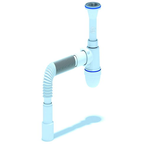 Сифон для мойки АНИ Варяг пластмассовый выпуск с гибкой трубой 40х40 | код C5005 | АНИ пласт