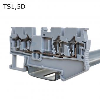 Клемма пружинная проходная 4 контакта 1,5 мм2, серая | код TS1,5D | ПРОВЕНТО Клемма пружинная проходная 4 контакта 1,5 мм2, серая | код TS1,5D | ПРОВЕНТО