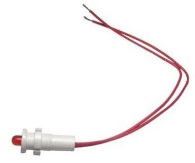 Светодиодная лампа СКЛ-17.1Б-К-2-24, красная, выводы гибкие под пайку, 24В 50Гц/пост., диаметр посадочного отверстия 8мм, УХЛ2.1 | код A8021-80062252 | Каскад-Электро