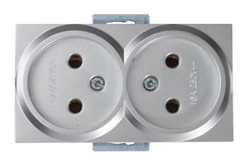 Rita - Розетка двойная 2x2P, нерж. сталь | код 2200-203-0282 | Mutlusan Rita - Розетка двойная 2x2P, нерж. сталь | код 2200-203-0282 | Mutlusan
