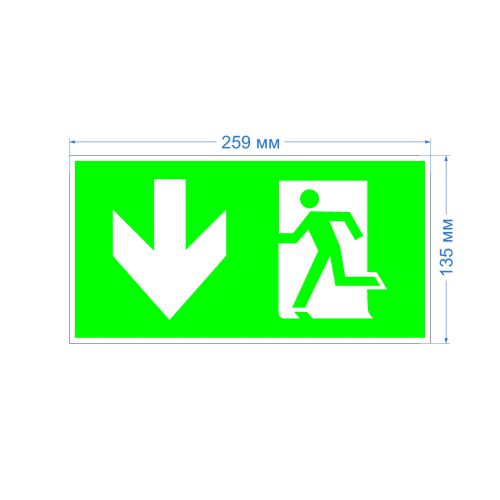Пиктограмма бэклит зеленая для аварийного светильника SSA-103 ''Человек-стрелка-вниз'' 259x135мм INFO-SSA-118 ЭРА | код Б0057714 | ЭРА