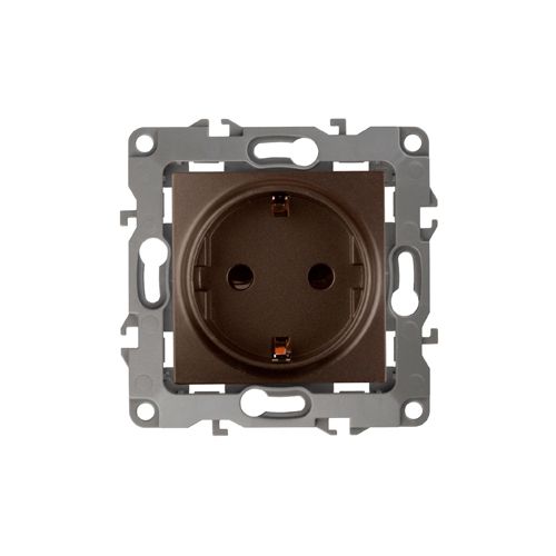 Розетка 2P+E Schuko, 16A-250В, Эра12, бронза, 12-2101-13 | код Б0019320 | ЭРА