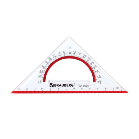 Треугольник пластиковый, угол 45, 13 см, BRAUBERG Crystal, с транспортиром, прозрачный, с выделенной шкалой, 210293 | код 210293 | BRAUBERG Треугольник пластиковый, угол 45, 13 см, BRAUBERG Crystal, с транспортиром, прозрачный, с выделенной шкалой, 210293 | код 210293 | BRAUBERG