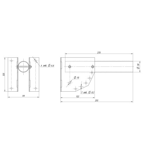 Кронштейн для уличного светильника с переменным углом 250мм d38мм SPP-AC2-0-230-038 | код Б0057533 | ЭРА