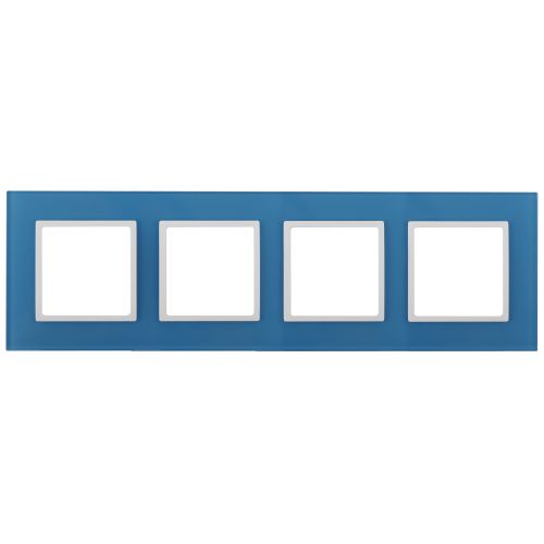 Рамка на 4 поста, стекло, Эра Elegance, голубой+бел, 14-5104-28 | код Б0034536 | ЭРА